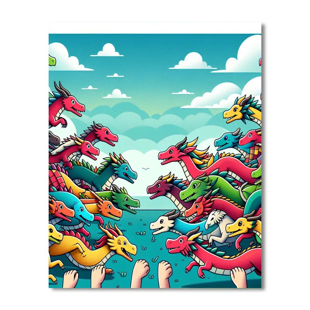 Colorful Dragon Race Painting By Numbers Kit