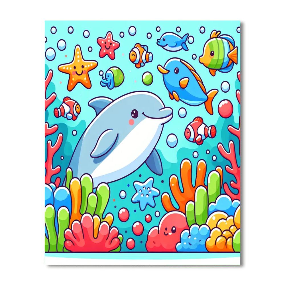 Cute Creatures Of The Sea Painting Number Kit