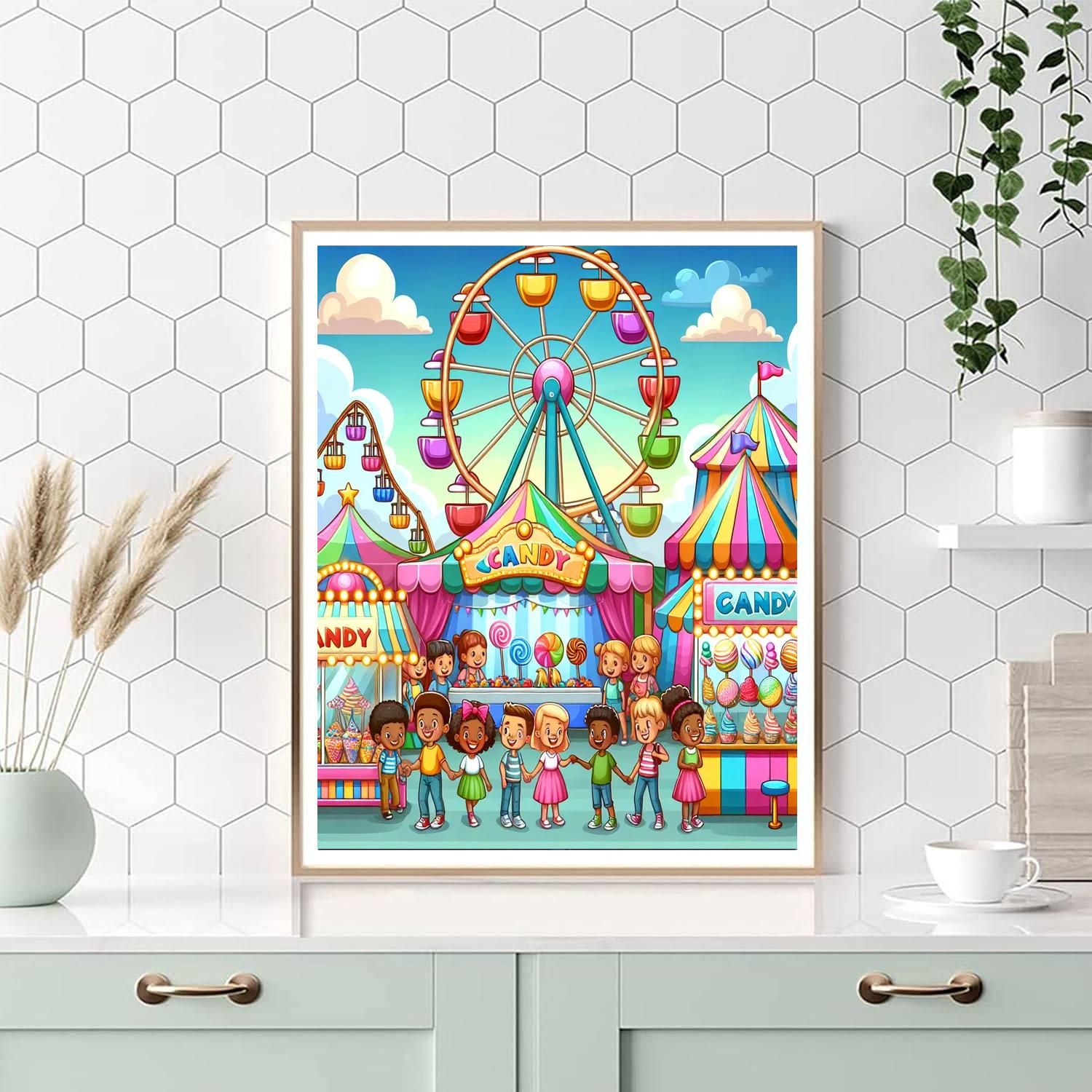 Jolly Fairground Paint By Numbers Art
