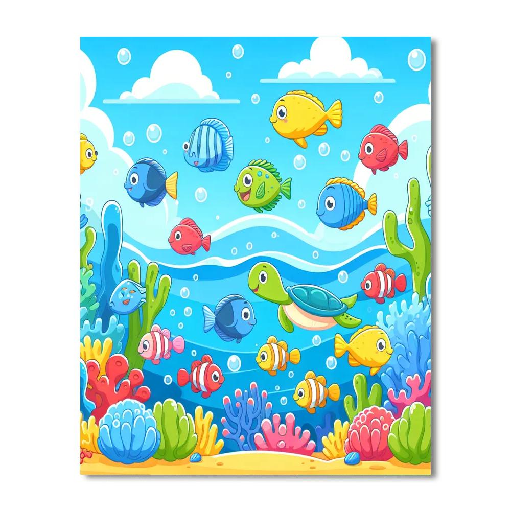 Cheerful Underwater Scene DIY Paint By Numbers