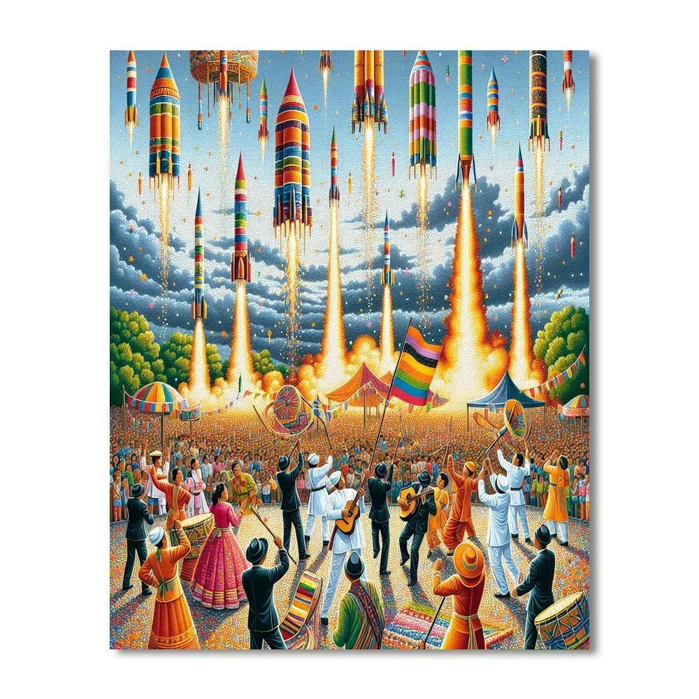 Bun Bang Fai Rocket Festival - Thailand Numbered Painting Kits