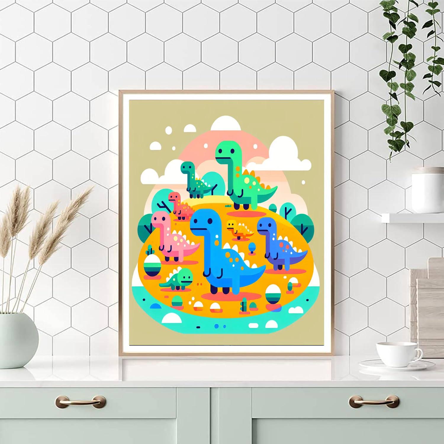 Dino Island Escape DIY Paint By Numbers