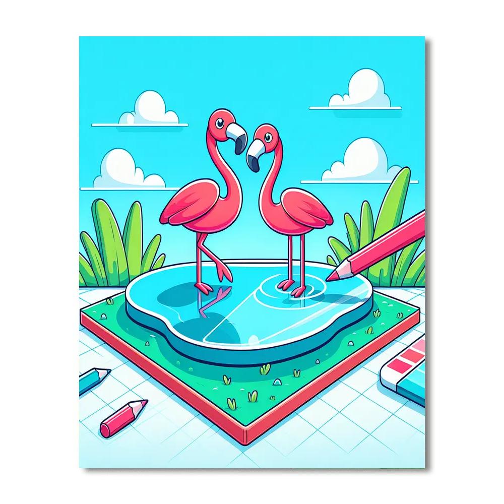 Funny Flamingos Painting By Numbers Kit