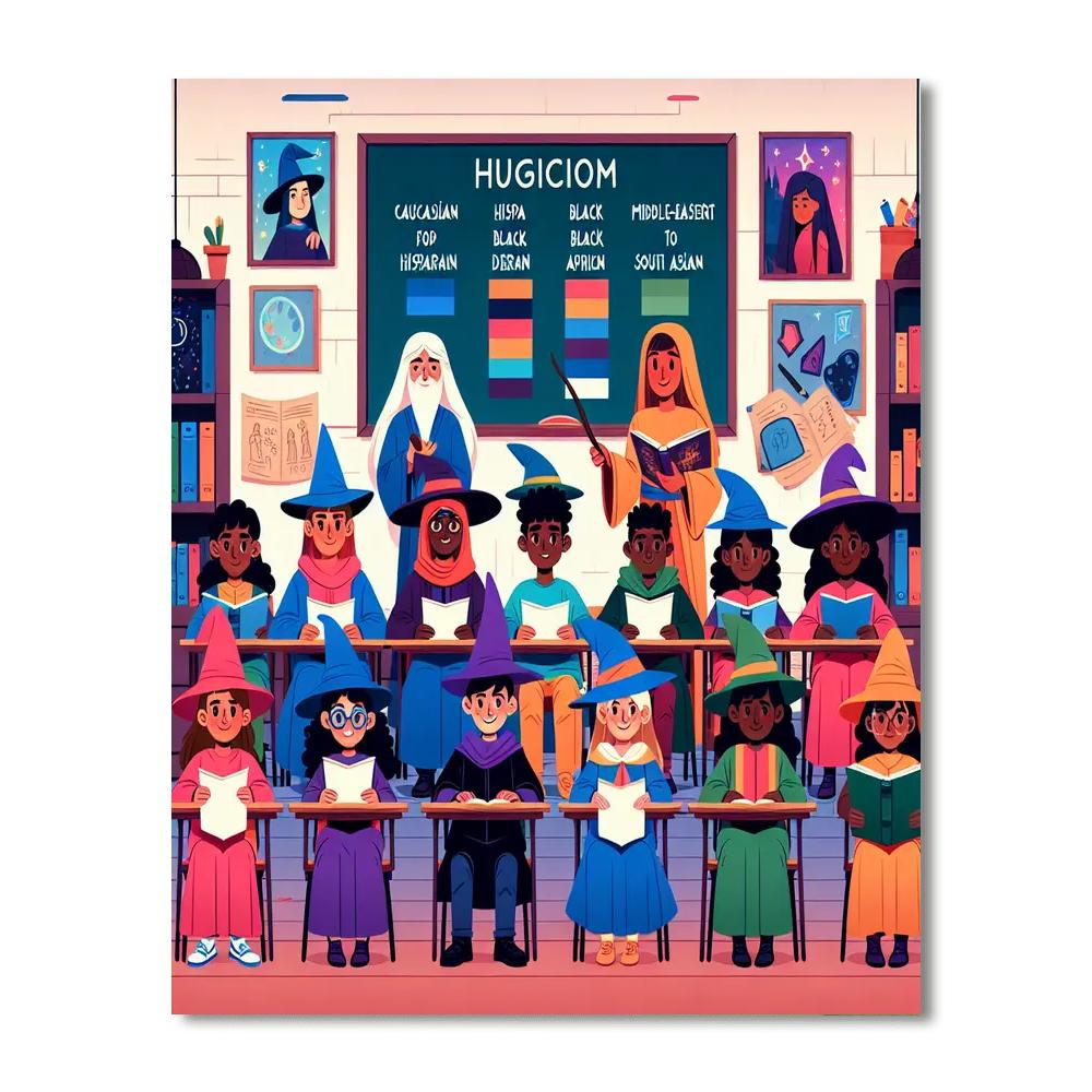 Wizards And Witches School Number Painting