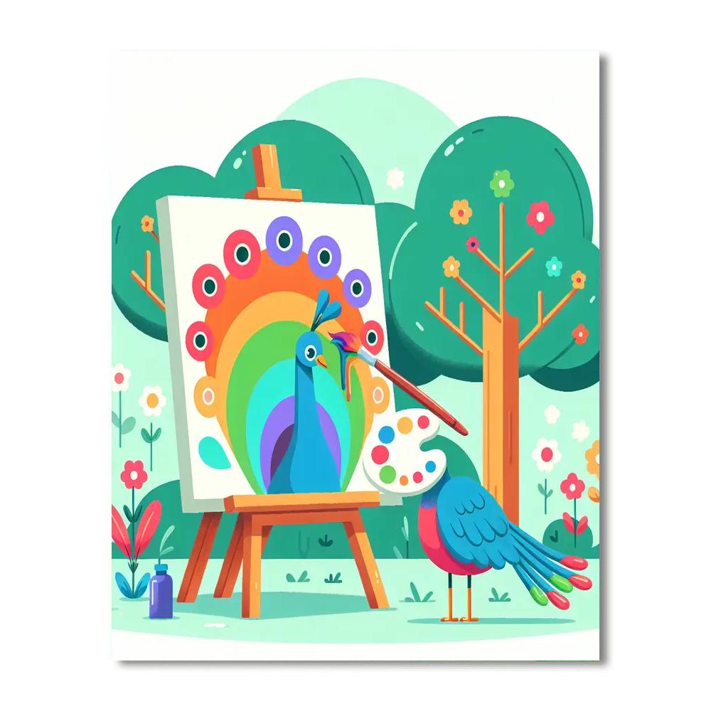 Artistic Peacock Number Painting