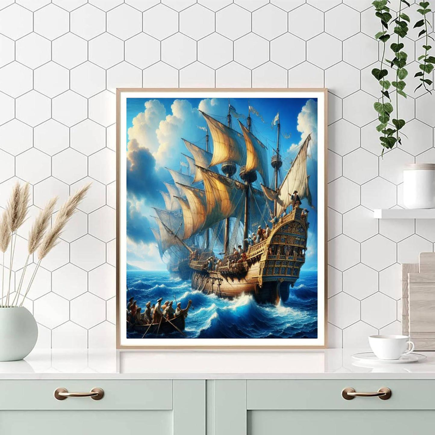 Historic Maritime Expedition Number Painting