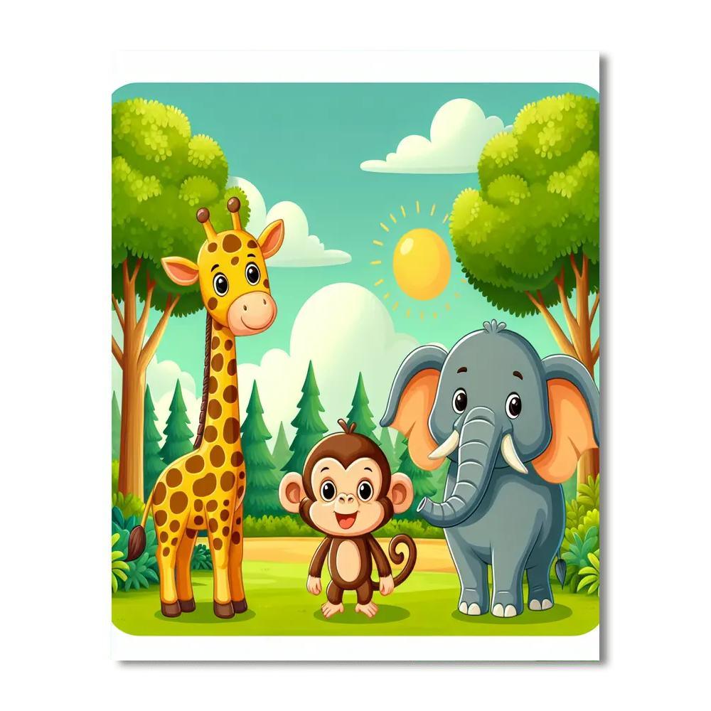 Cheerful Zoo Animals Paint By Color
