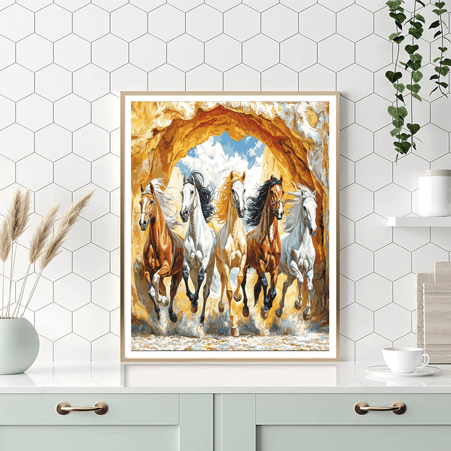 Michelangelo Inspired Michelangelo's Majestic Horses  Paint By Numbers Kits