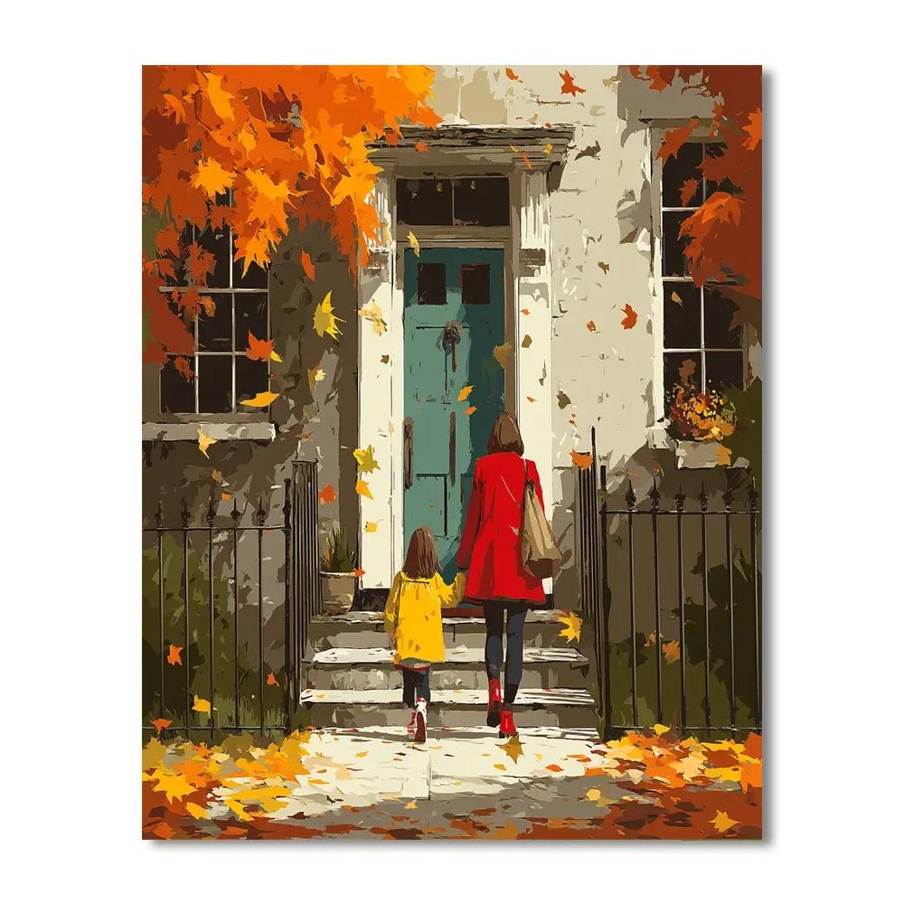 Mom And Me In Autumn Paint By Numbers Kits