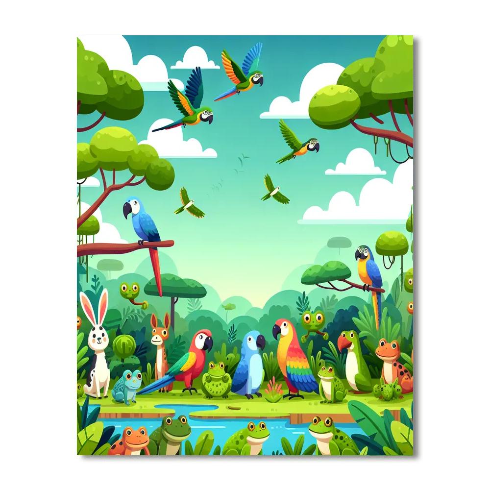 Radiant Rainforest Retreat Paint By Numbers Art