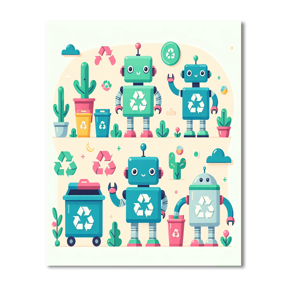 Robot Recyclers Number Painting
