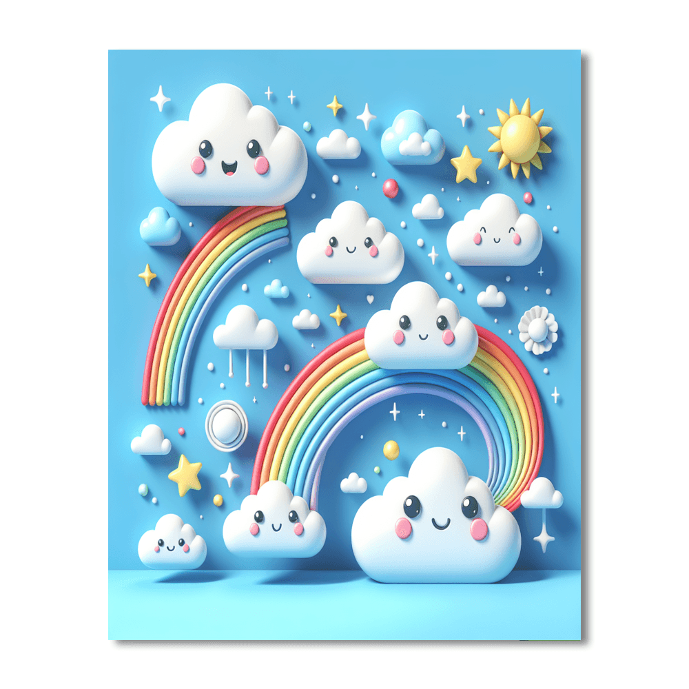 Playful Cloud Creatures Number Painting