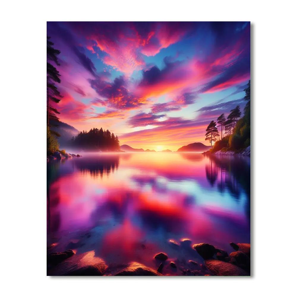 Captivating Sunset Oasis Paint By Color