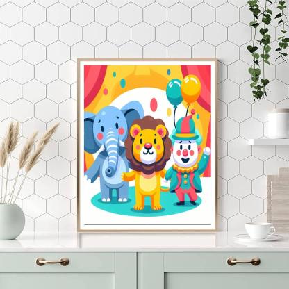 Joyful Animal Circus Paint By Numbers Art