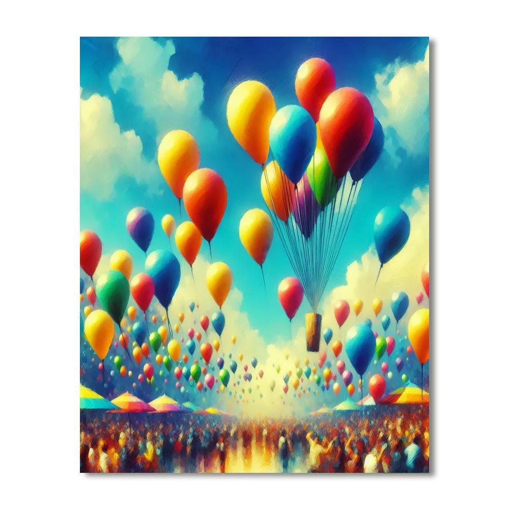 Rainbow Balloon Fiesta DIY Paint By Numbers