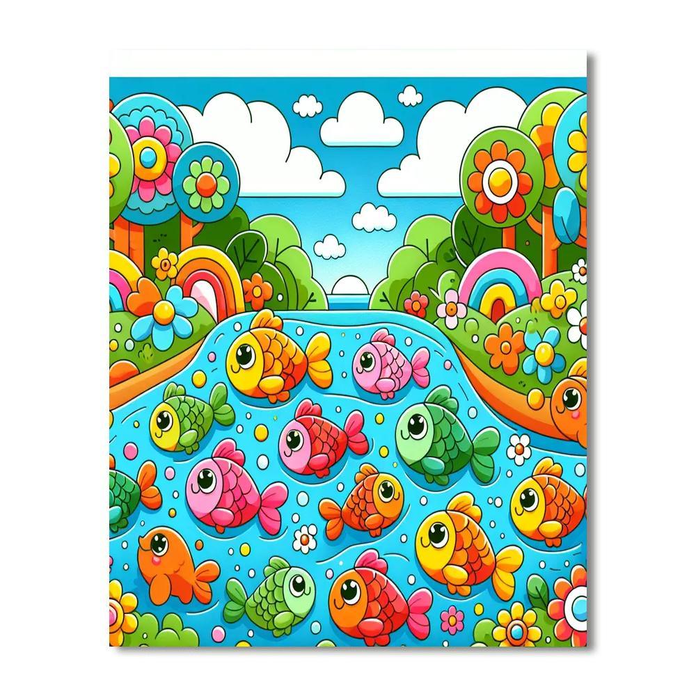 Rainbow River Adventure Painting Number Kit