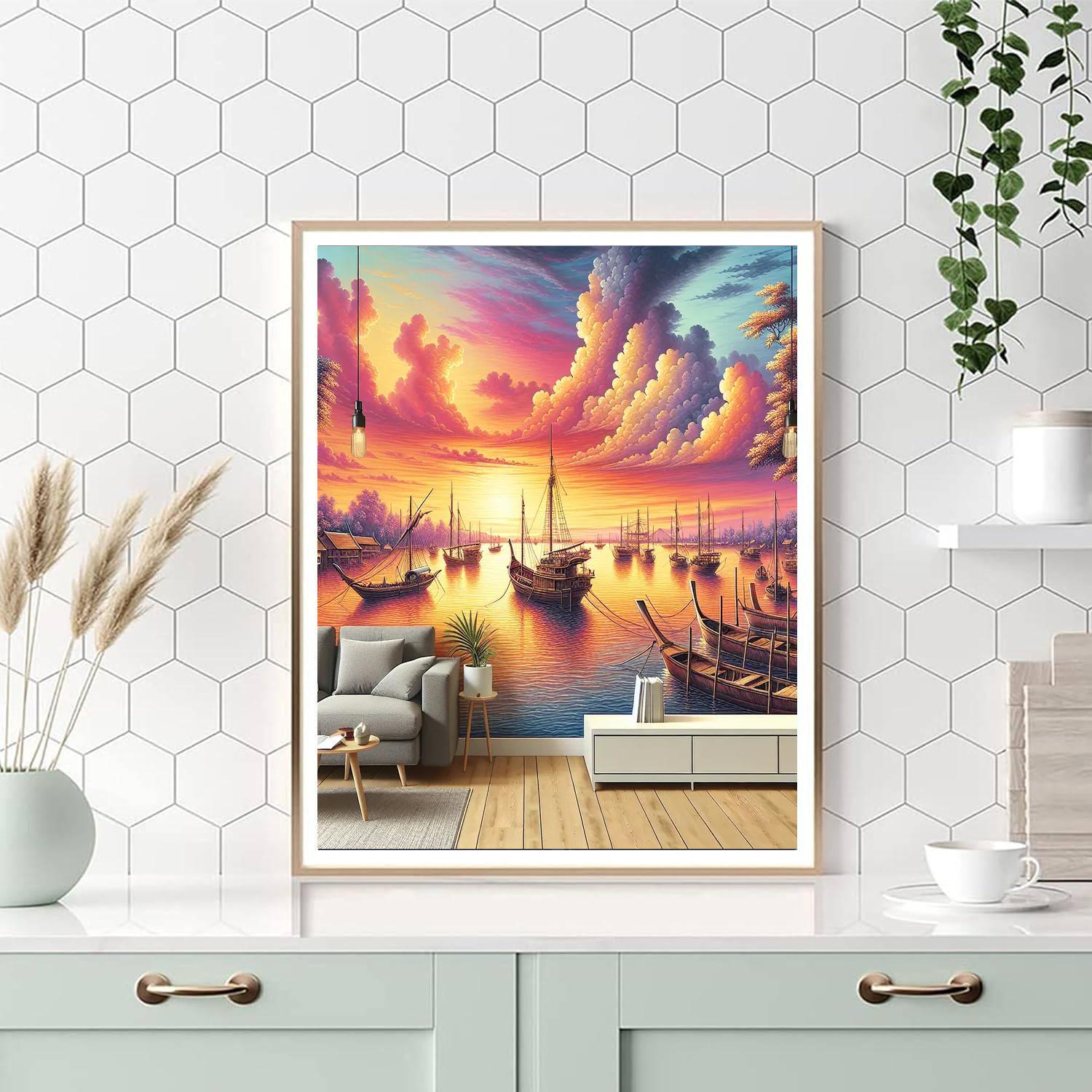 Serene Harbor Sunset Paint By Color