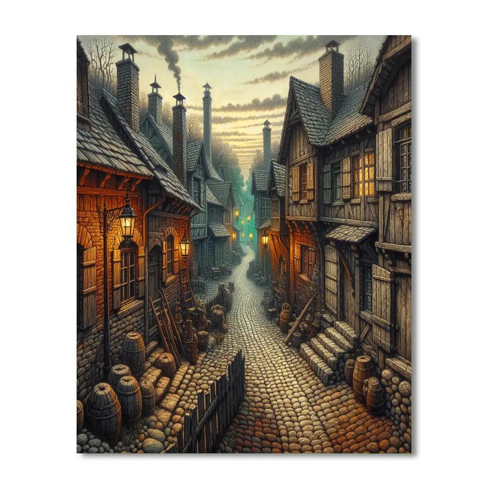 Enchanted Medieval Town Paint By Numbers Art