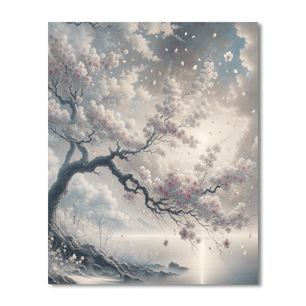 Cascading Cherry Blossoms Numbered Painting Kits