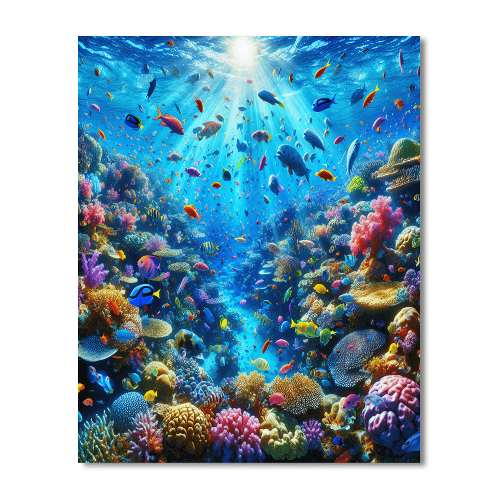 Luminous Coral Reef Number Painting