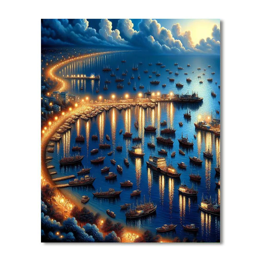 Evening Harbor Reflections Paint By Number