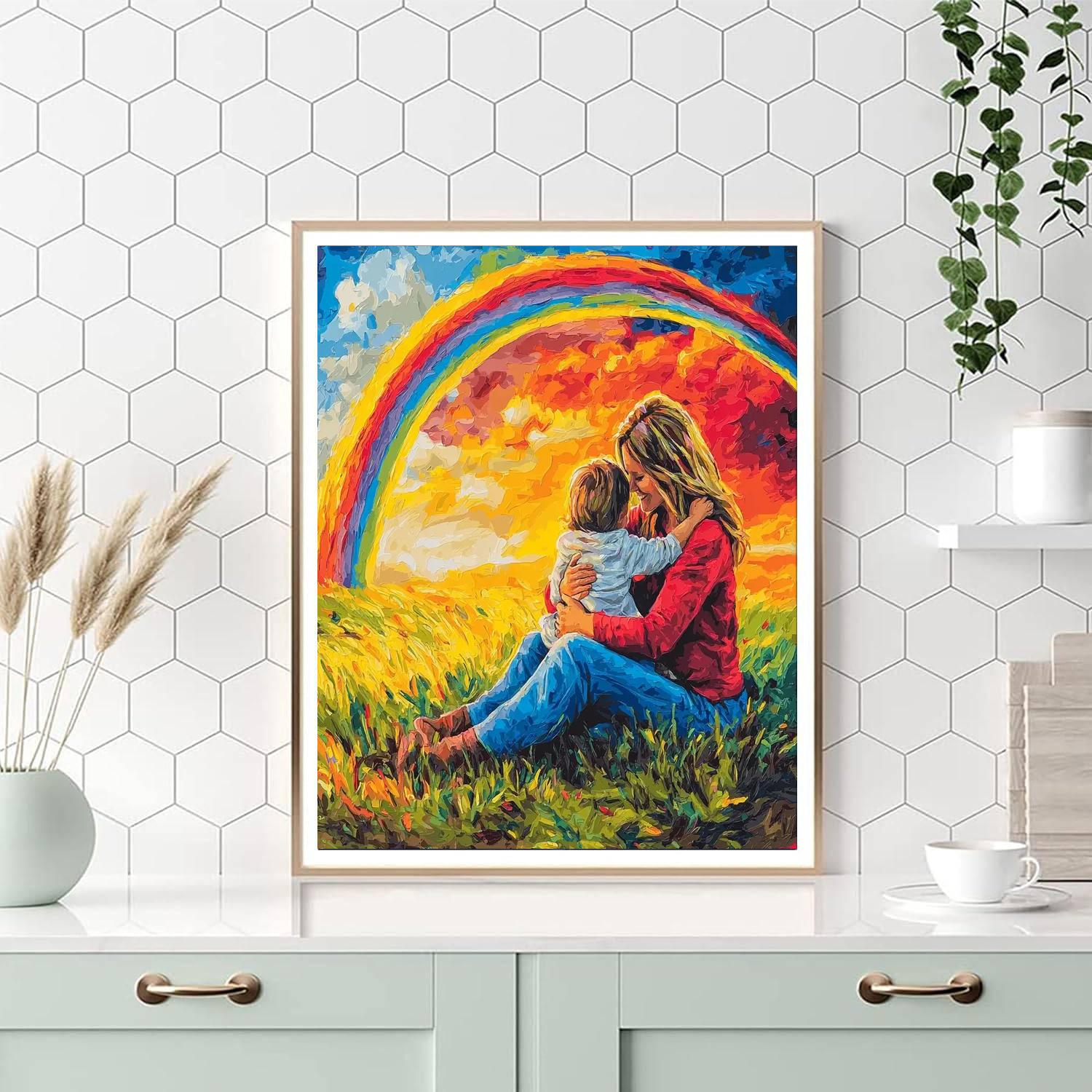 Hugs Under The Rainbow Number Painting