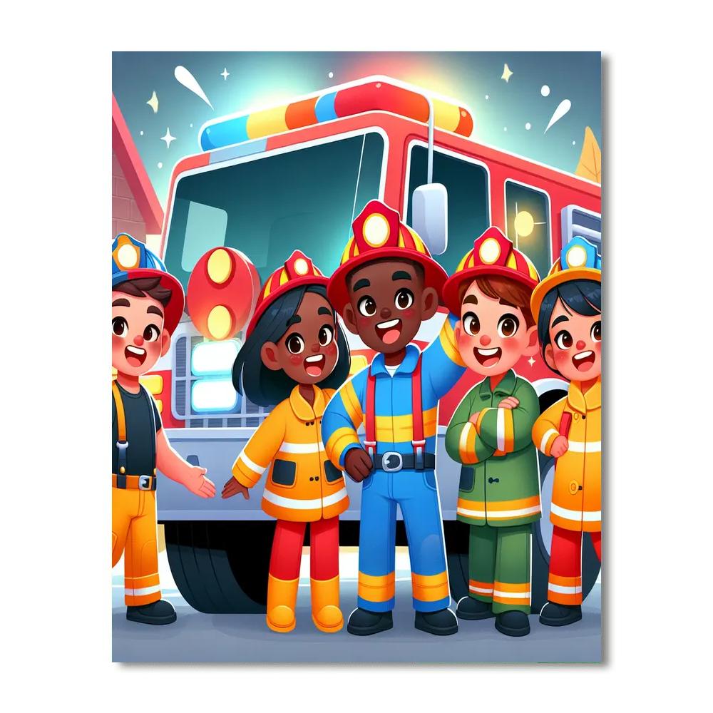 Heroic Firefighters Number Painting