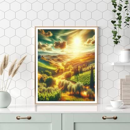 Sunlit Tuscan Hills Numbered Painting Kits