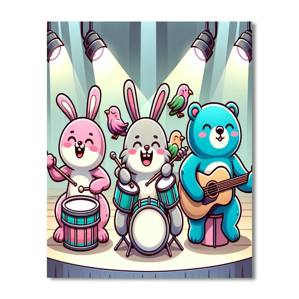 Cheery Animal Band Paint By Numbers Art