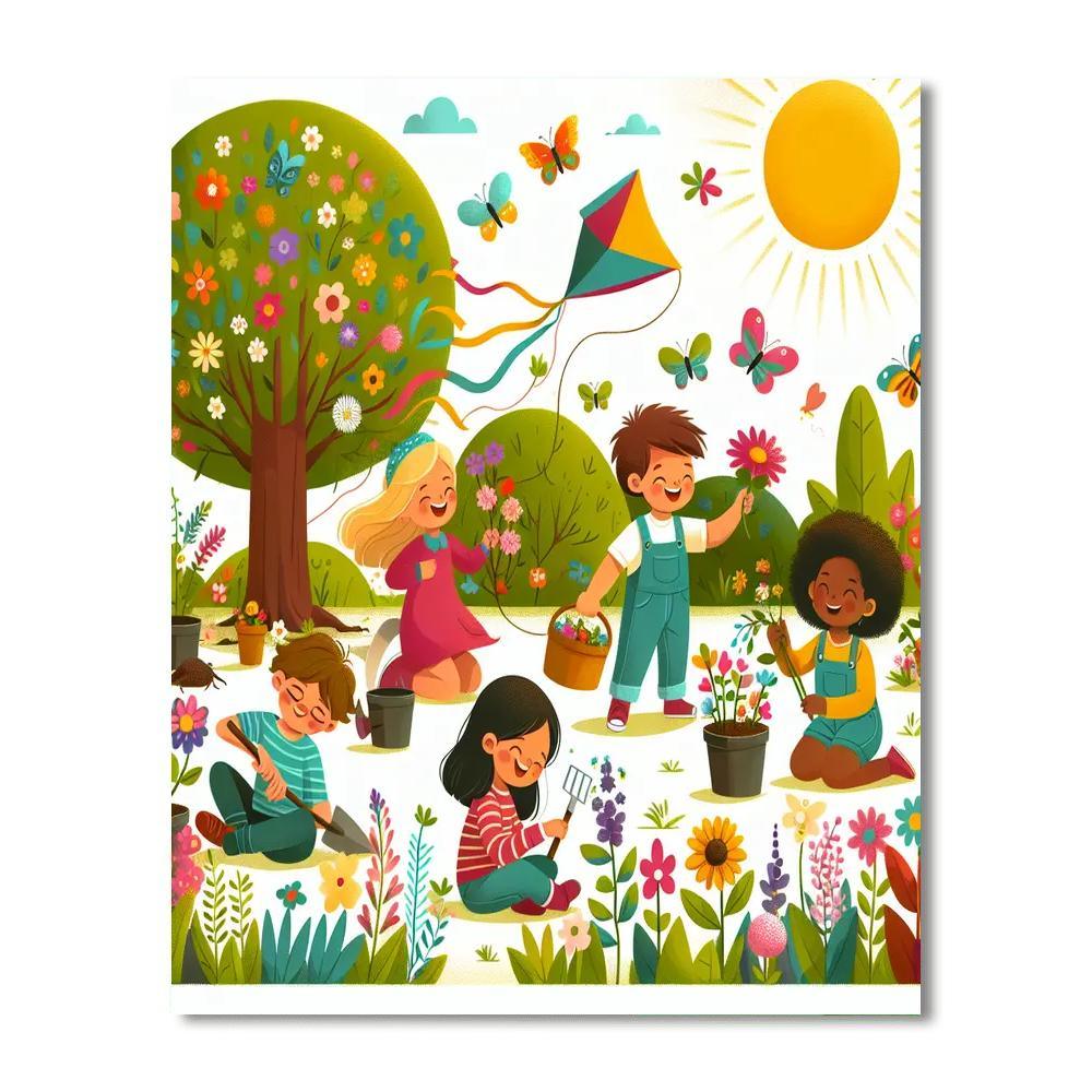 Joyful Spring Celebration Number Painting