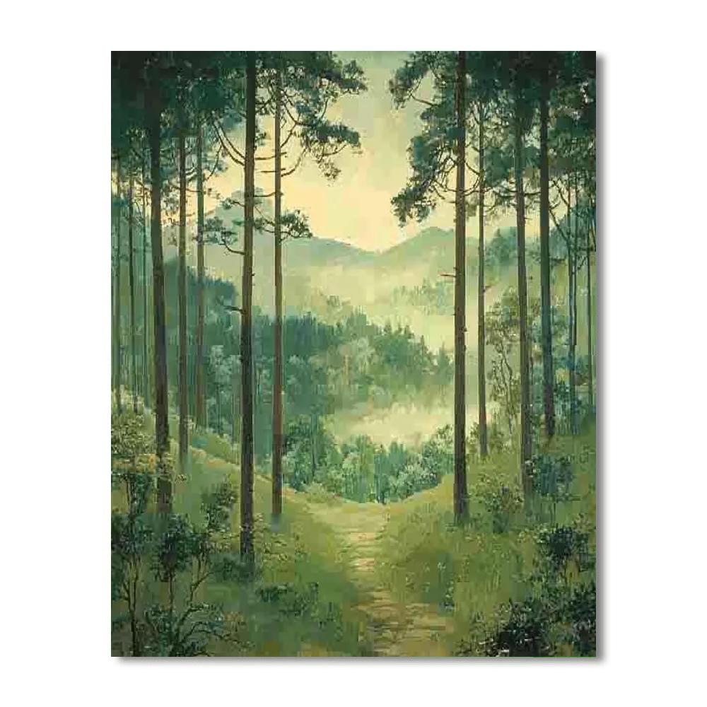 Utagawa Hiroshige Inspired Gentle Forest Harmony  Number Painting