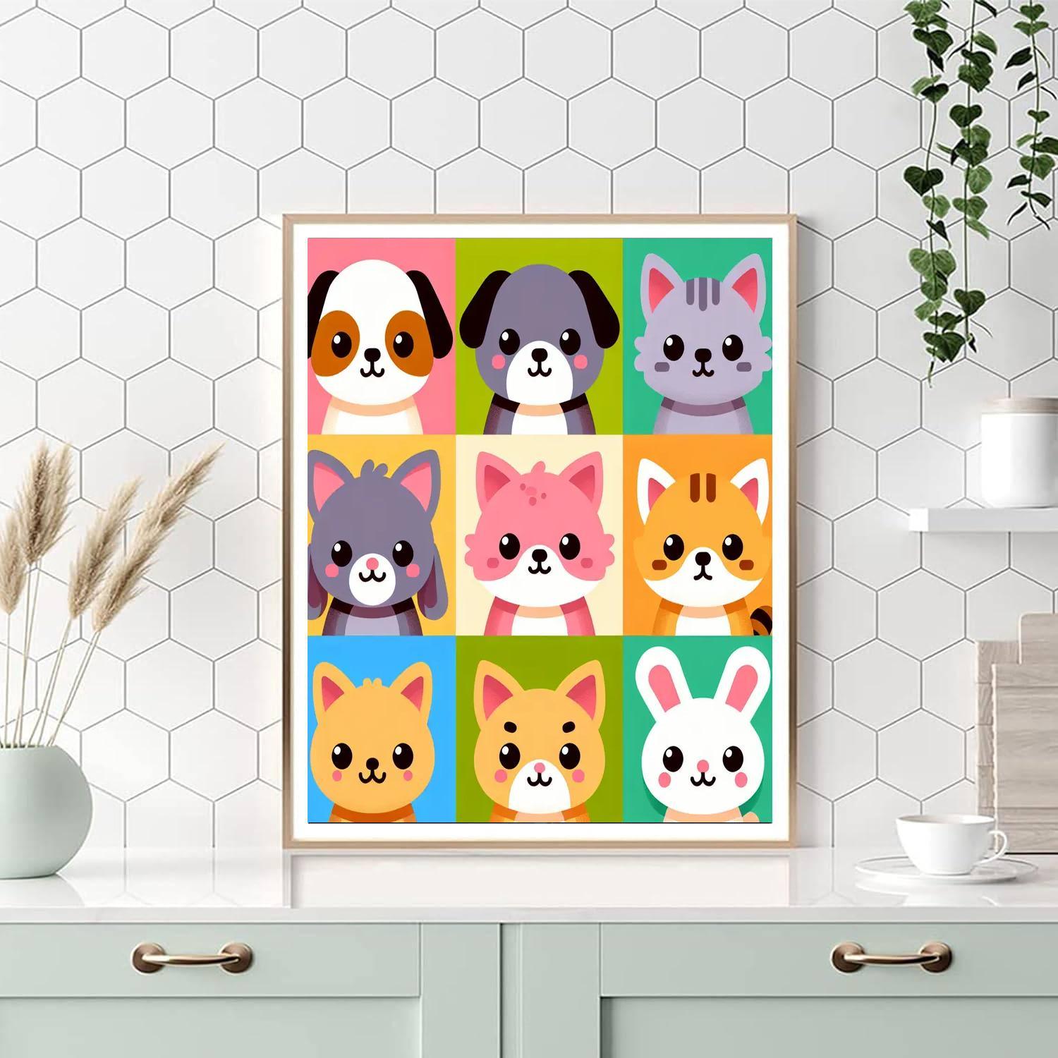 Cuddly Animal Companions Paint By Numbers Art