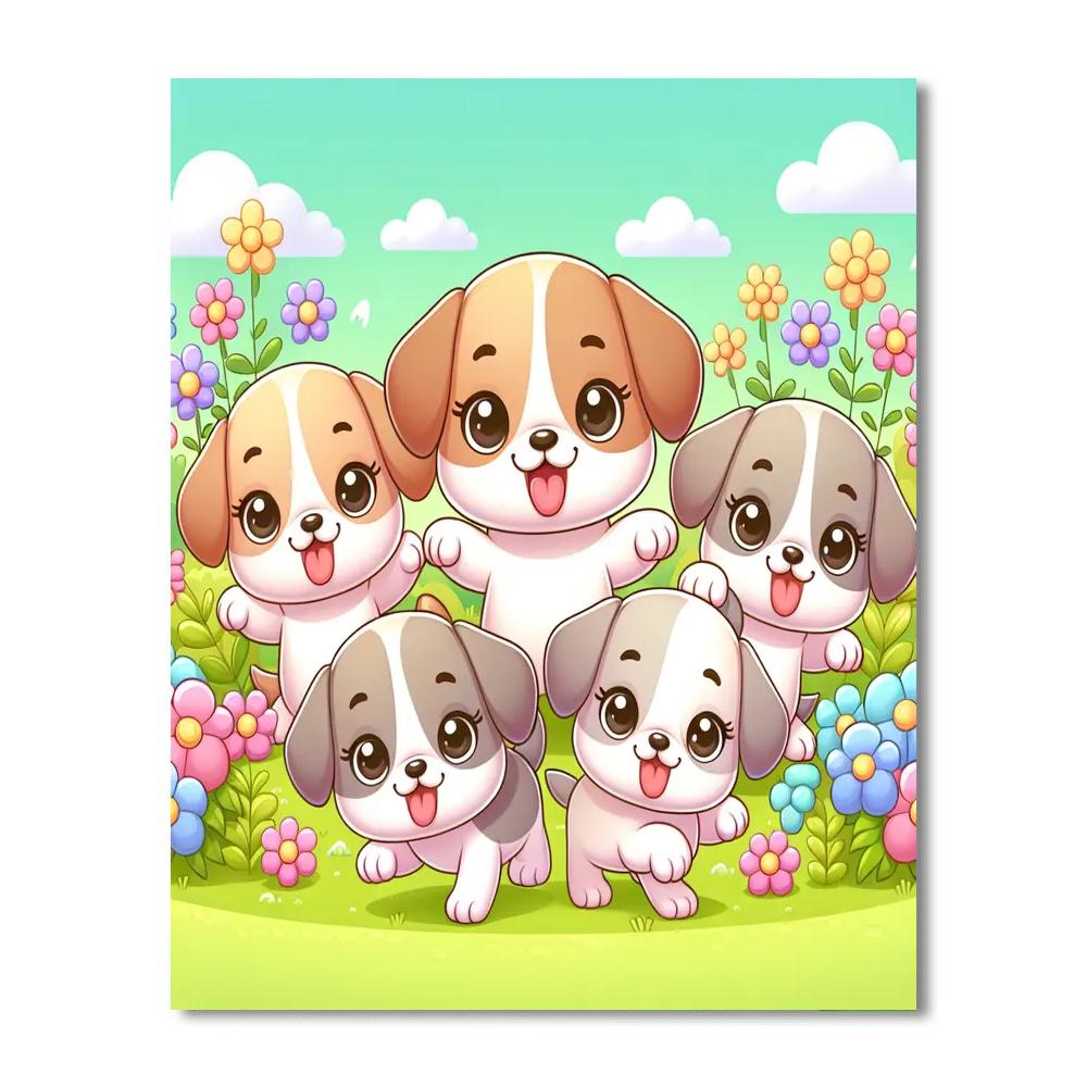 Playful Puppy Palooza Paint By Color