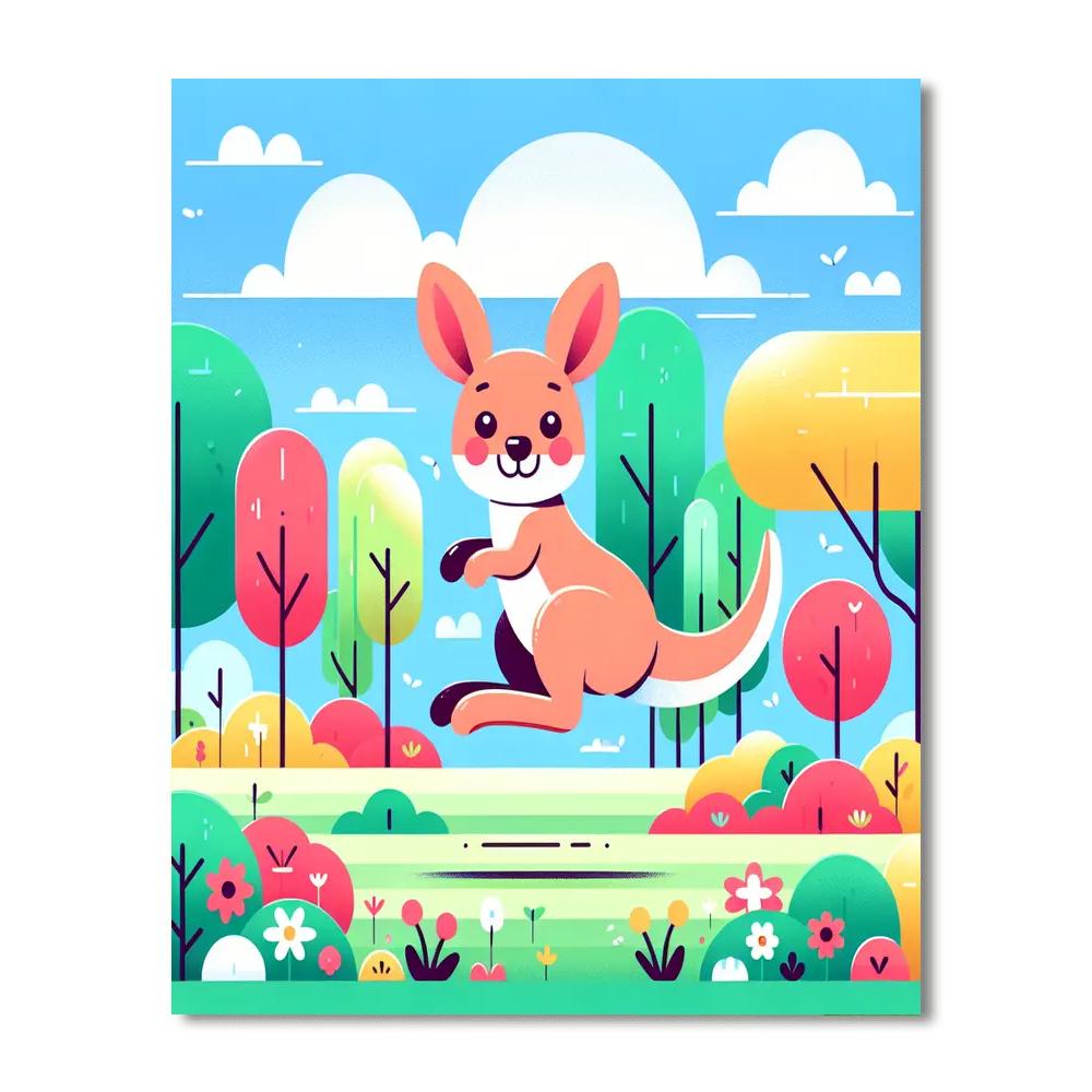 Energetic Bouncing Kangaroo Numbered Painting Kits