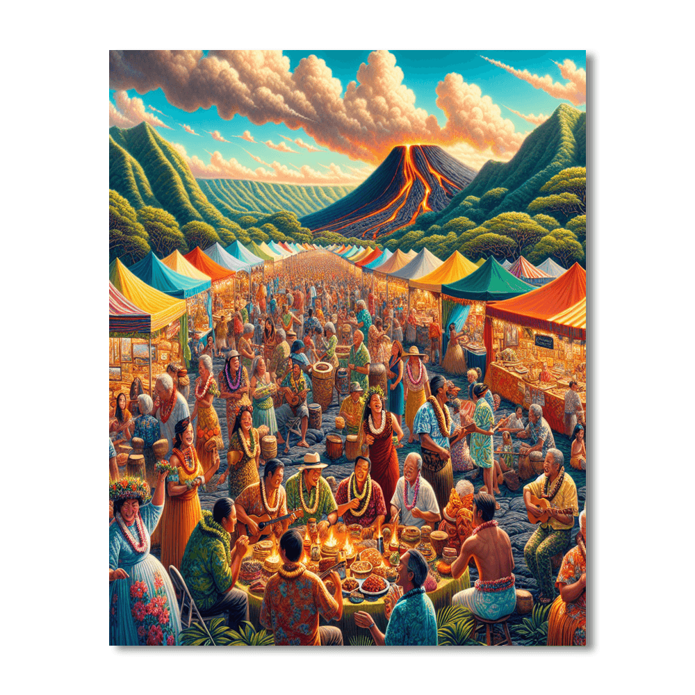 Pahoa Lava Flow Festival - Hawaii DIY Paint By Numbers