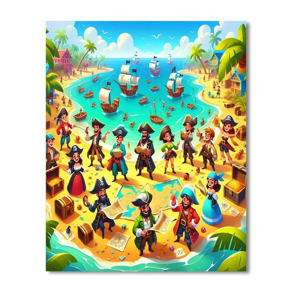 Pirate's Tropical Treasure Hunt Paint By Color