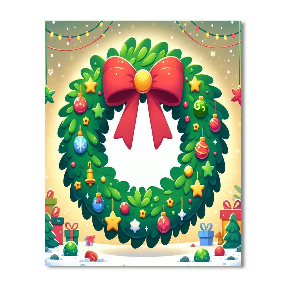 Festive Holiday Wreath Paint By Numbers Art