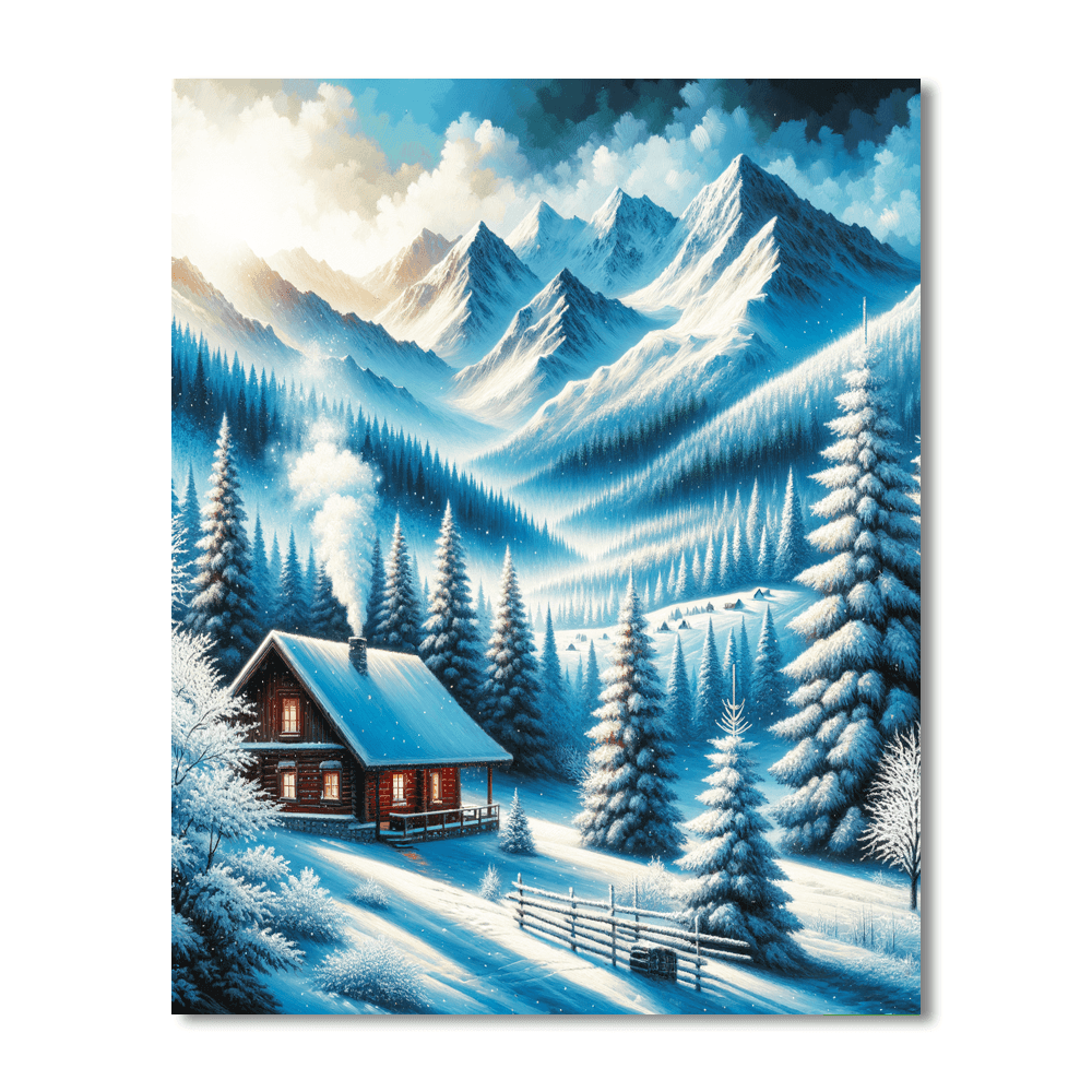 Snowy Mountain Retreat Number Painting