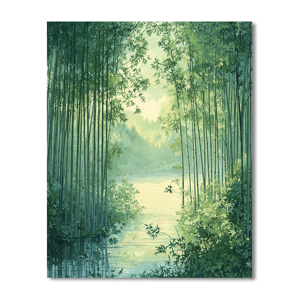 Sesshū Tōyō Inspired Zen Bamboo Grove  Paint By Color
