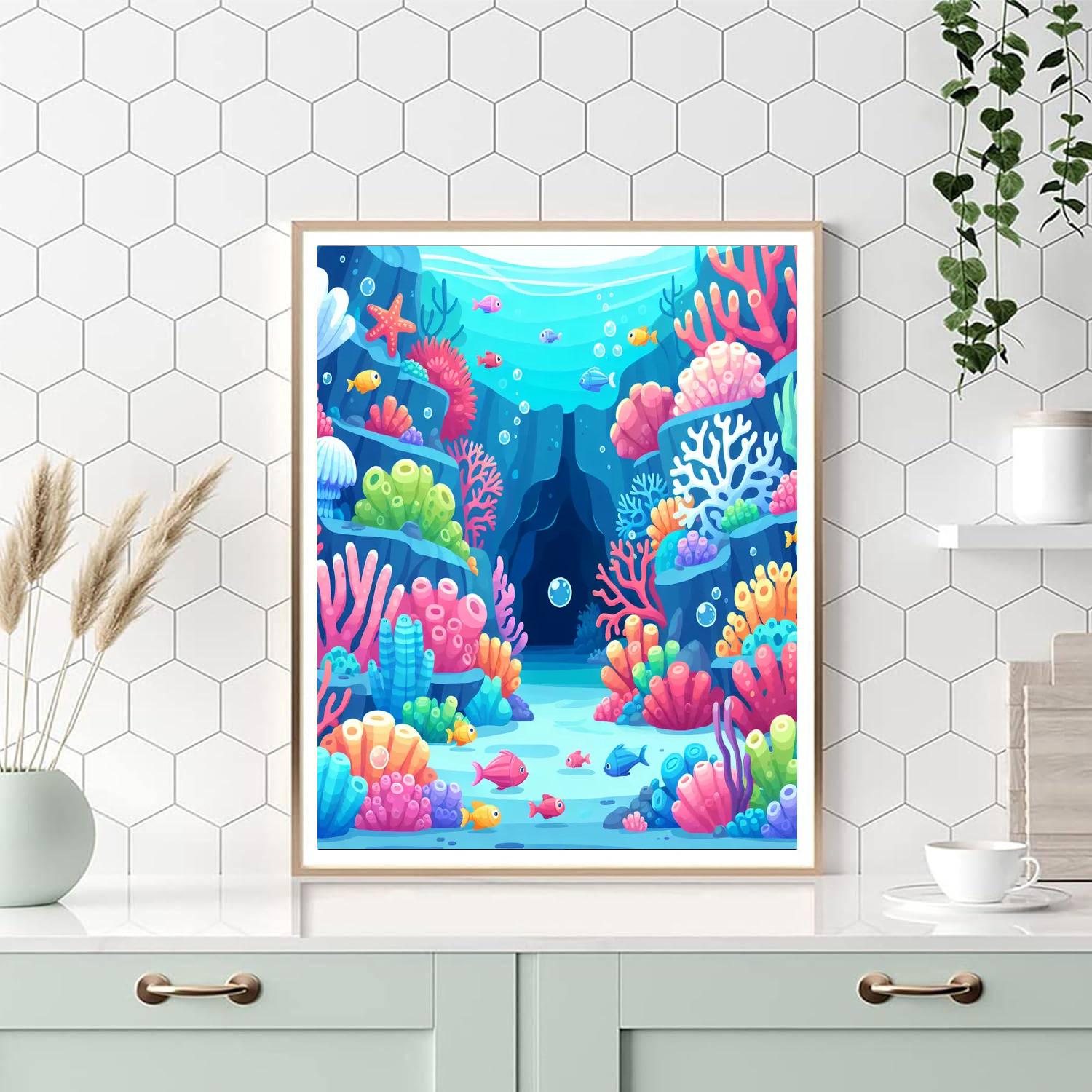 Curious Coral Cavern Number Painting