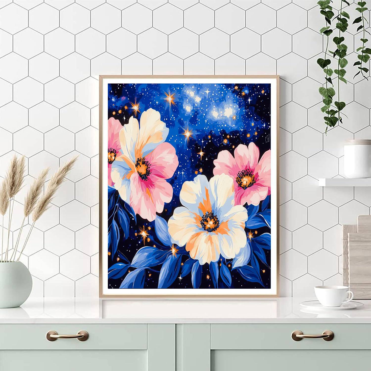 Georgia O'Keeffe Inspired Celestial Garden Wonders  Number Painting