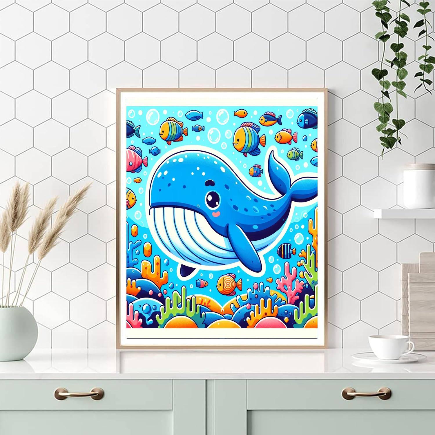 Gigantic Blue Whale Adventure Numbered Painting Kits