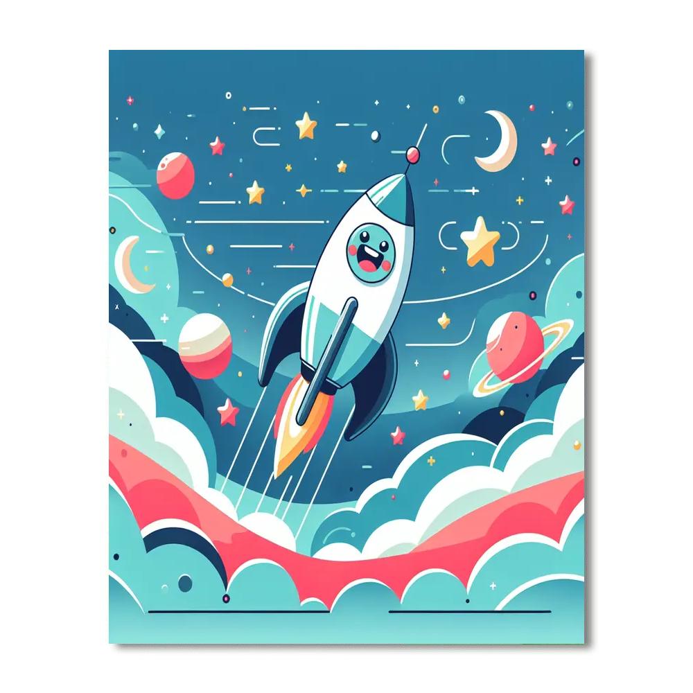 Fun Space Rocket DIY Paint By Numbers