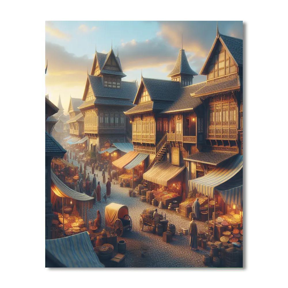 Historic Village Marketplace Number Painting