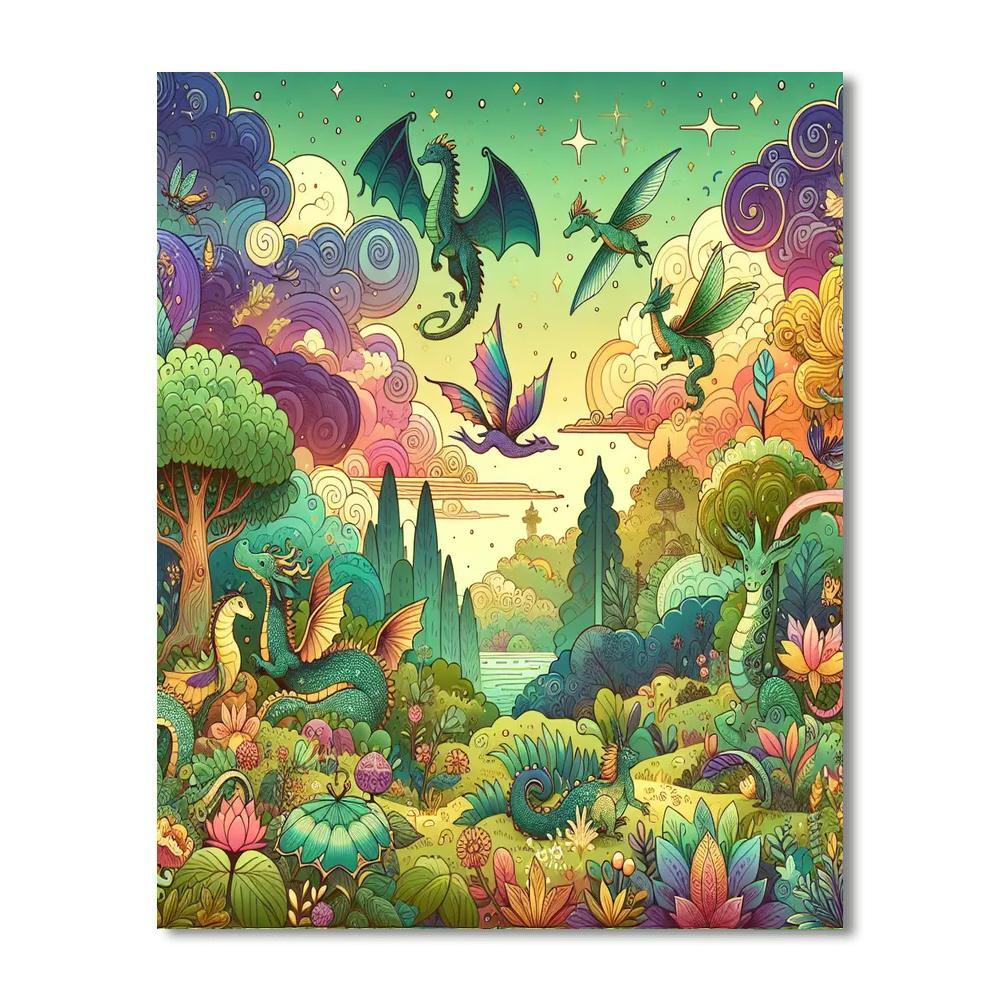 Mythical Creature Haven Paint By Numbers Art