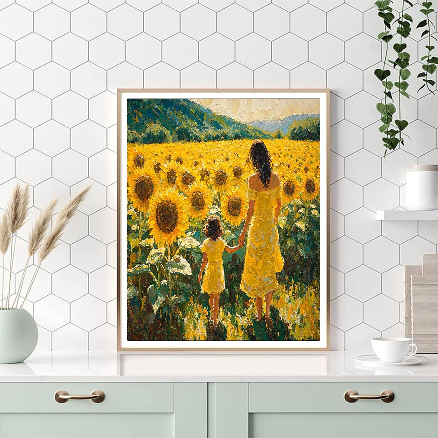 A Mother's Sunflower Garden Paint By Color