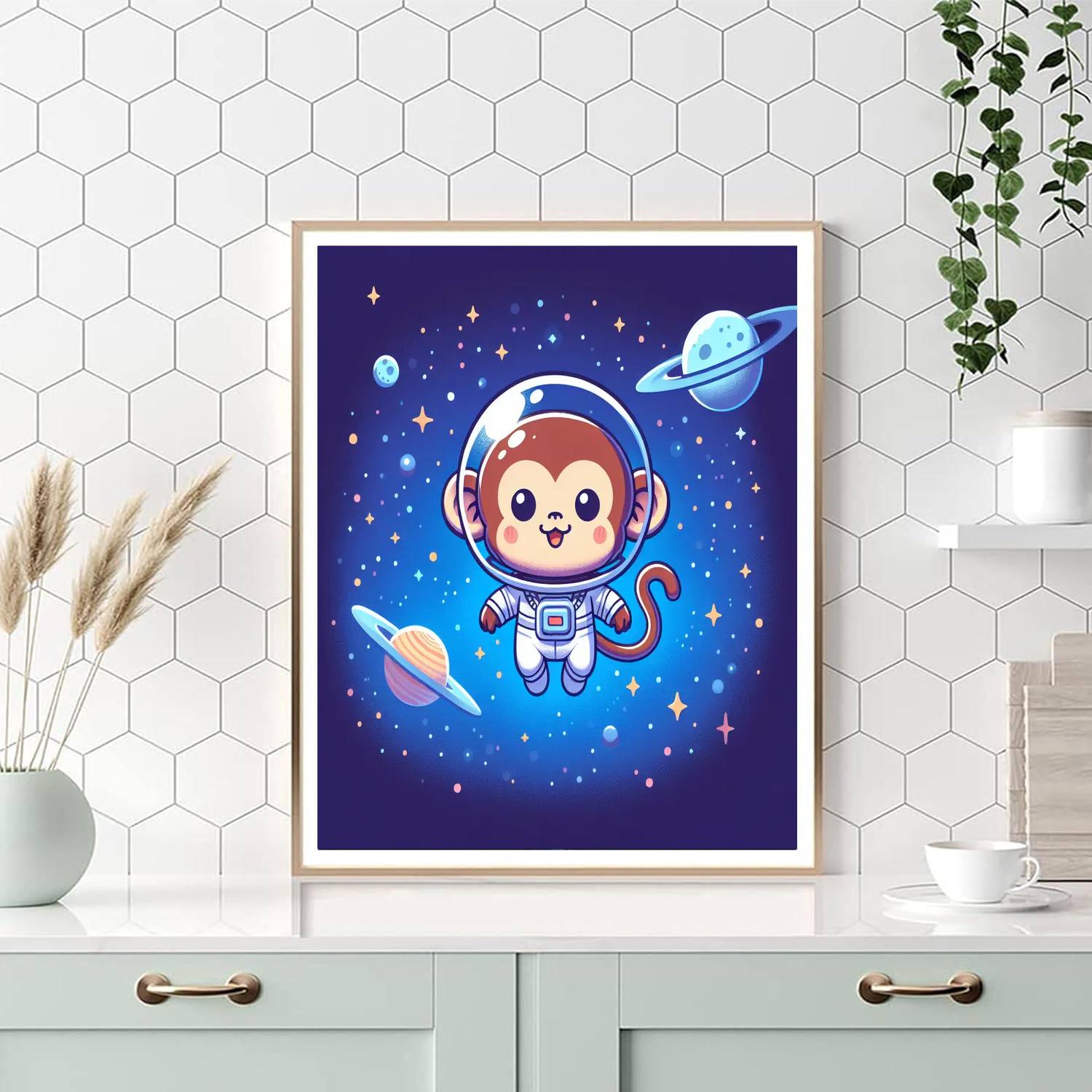 Astronaut Monkey Odyssey Painting Number Kit