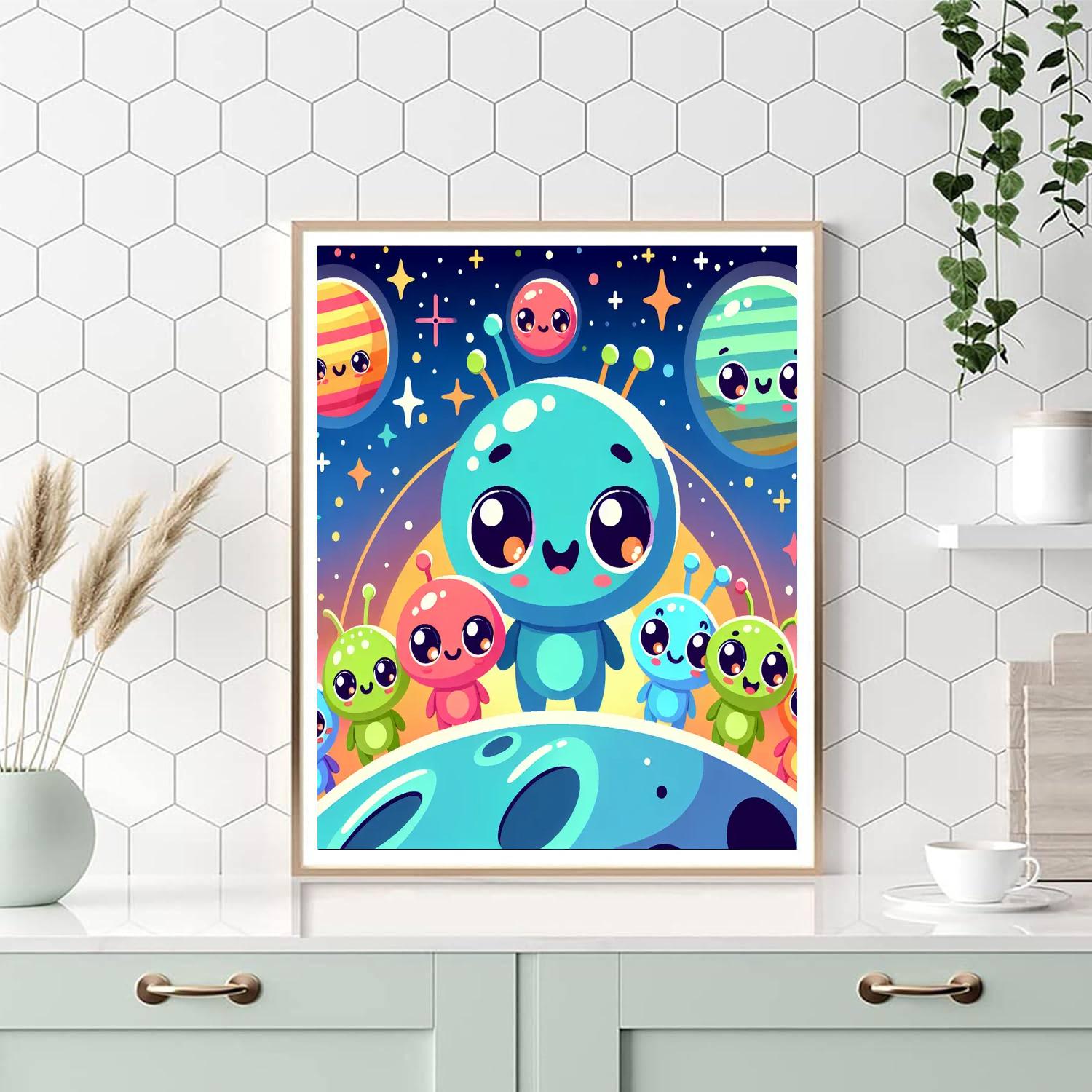 Cosmic Alien Friends Number Painting