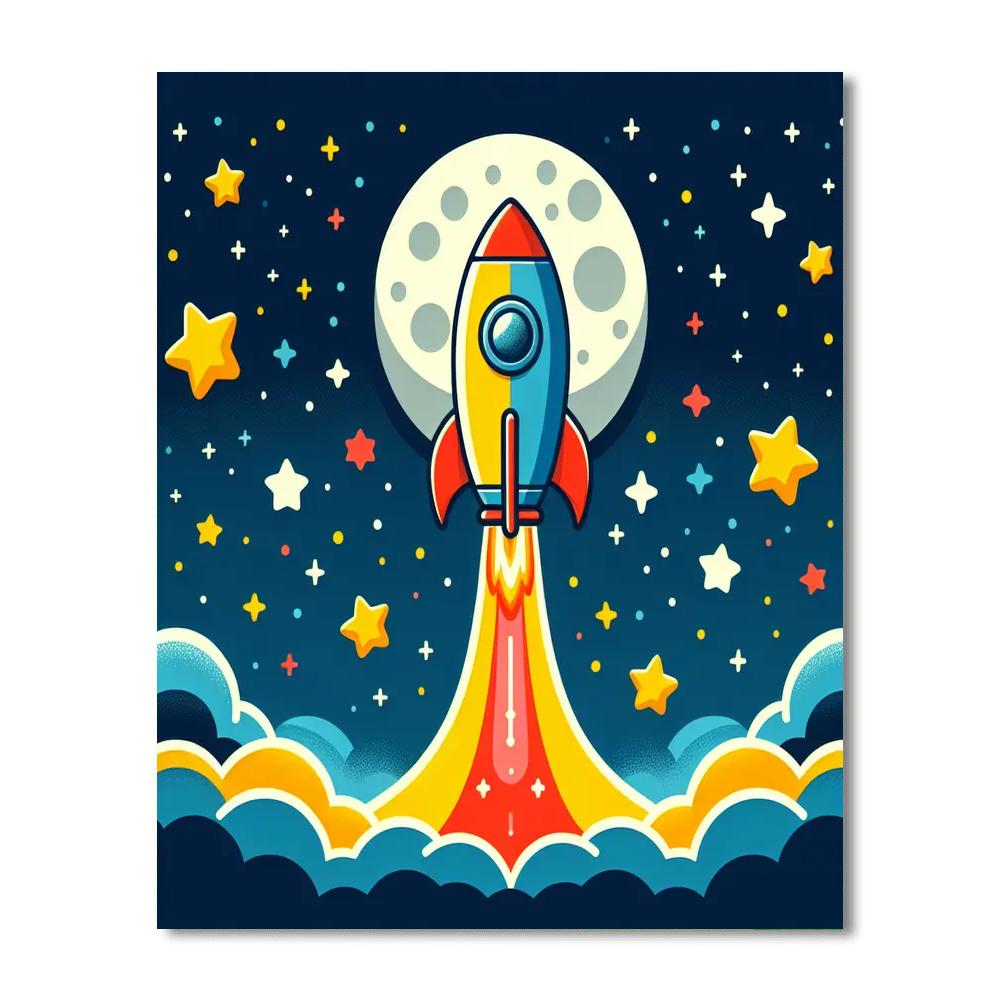 Adventurous Space Rocket DIY Paint By Numbers