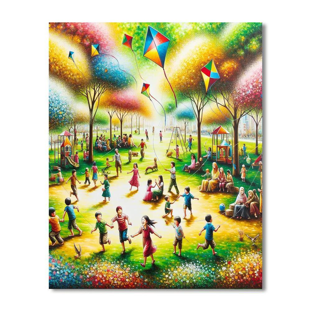 Joyful Kids In The Park Numbered Painting Kits